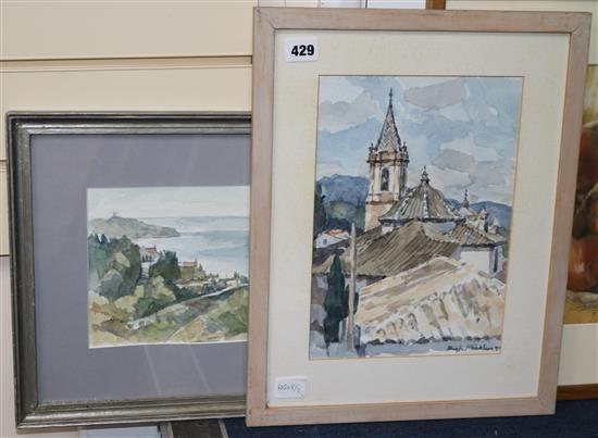 Hugh Micklem, two watercolours, La Herradura Bay and Zahara du La Sierra, signed, largest 29 x 20cm